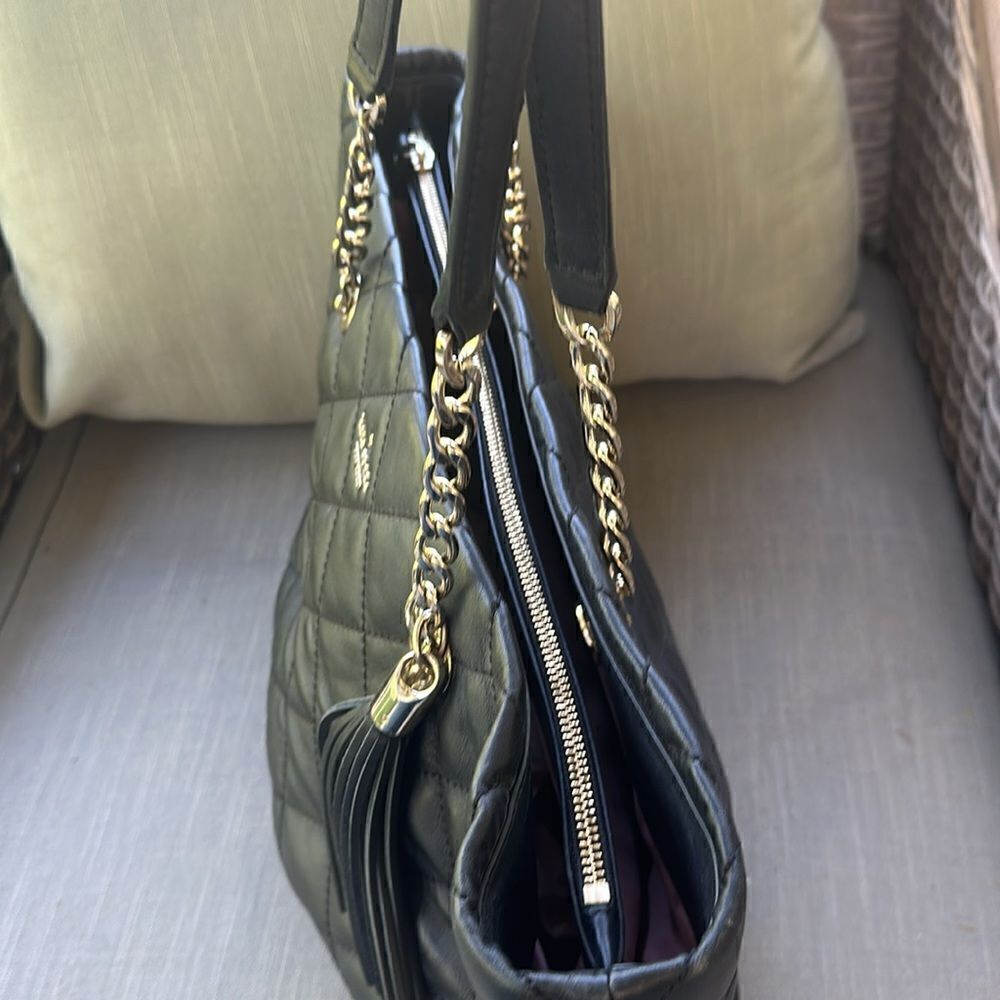 Kate Spade Black Quilted Leather Large Emerson Place Priya Shopper Tote - Picture 8 of 12